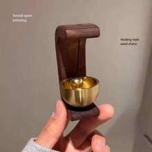 1pc/2pcs Feng Shui Wealth & Fortune Doorbell, Dopamine Wind Chime, Magnetic Doorbell, Walnut Wood Doorbell, Chinese Style Copper Bell, Suitable For Home And Commercial Entrances - Model B - View 2