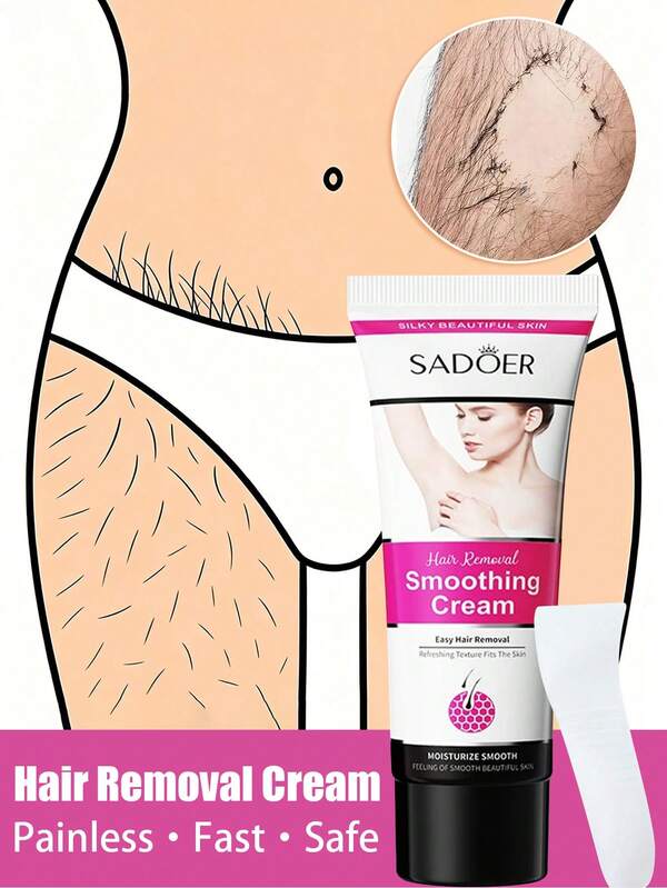 SADOER Krim Penghilang Bulu Wanita: Penghilang Bulu Garis Bikini untuk Area Intim, Cocok untuk Wajah, Kaki, Ketiak - Formula Lembut, Cocok untuk Penggunaan di Rumah dan Perjalanan, Termasuk Alat Pengikis, Penghilangan Bulu yang Lembut dan Cepat dalam 5 Menit Tanpa Residu, Melembapkan dan Tidak Menyebabkan Rasa Terbakar