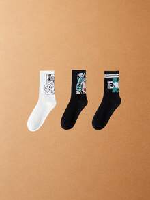1/3/5 Pairs Men's Mid-Calf Socks, Boys' Sweat-Absorbing Odor-Resistant Sports Basketball Socks, Long Running Socks, All-Season Versatile, Soft Breathable, Skin-Friendly Comfortable, High Elasticity Moisture-Wicking, Durable And Non-Constricting; Suitable For Daily Commute, Casual Wear, Basketball, Cycling, Hiking, Running And Other Sports, Sports Socks, Fitness Training Socks. - Multicolor - View 15