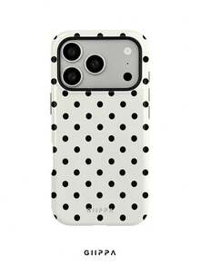 GIIPPA 1pc Cream White Base With Black Polka Dot Pattern Design, Phone 17 Pro Max Phone Case, Compatible With Phone 16 Pro Max, 15 Pro Max, 14 Pro Max, Korean-Style High-End Fashion Fun Phone Case, Compatible With 11/12/13/14/15/16 Pro Max Plus, Elegant Design Suitable For Men And Women, Perfect Gift For Girlfriend On Christmas, Valentine's Day, Easter, Wedding Season And Birthday! - Multicolor - View 1