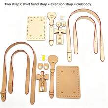 Handmade DIY Straw Handbag PU Leather Accessories Self-Made Vintage Pattern Bucket Bag Materials Shoulder Crossbody Bag Strap - New Model - View 4