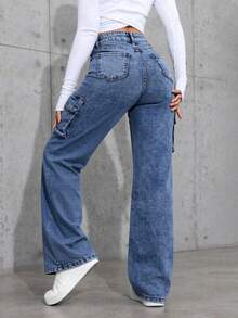 Women Jeans - 雪花藍 - 查看 3