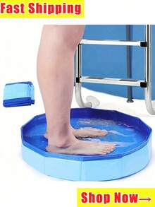 1 pieza Baño de pies portátil y plegable, cubeta de lavado de pies de PVC colapsable para la entrada de la piscina, debe estar equipado con diseño antideslizante y reforzado, accesorio de limpieza de piscina, tina de spa de pies plegable multiusos para piscinas interiores y exteriores, playa, patio trasero, fácil de almacenar y limpiar - Versión mejorada - Ver 2