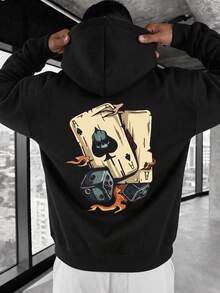Men's Casual Minimalist Drawstring Hoodie - Black - View 1