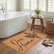 1 Peça Tapete de Entrada com Desenho de Linha Preta em Bottom Marrom, Buquê de Flores Secas "Our Home" Escrito à Mão em Inglês, Estilo Pastoral Minimalista, Material de Flanela, Tapete Retangular, Impressão de Alta Definição com Borda Travada, Antiderrapante e Absorvente, Adequado para Entrada, Cozinha, Sala de Jantar, Banheiro, Corredor, Varanda, Quarto, Decoração Doméstica - Multicolorido - Visão 14