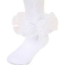 NEW-   Womens Big Ruffle Ankle Double Lace Turn Cuff Dress Socks,Women Cute Adult Cotton Ruffled Frilly Sock,#C907 - White - View 10