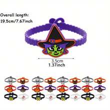 12Pcs/24Pcs Halloween Slap Bracelets & Wristbands Pumpkin Ghost Bat Skull Silicone Bracelets Halloween Party Favor - Multicolor - View 7