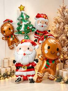 15pcs 16.1 Inch Mini Christmas Old Man Christmas Tree Shaped Aluminum Foil Balloons, Suitable For Christmas Decoration Balloons - View 1