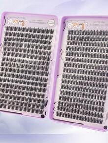 448pcs DIY Eyelash Extension Kit, Wheat & Pure Wild 2 Mixed Styles, Natural Curly Soft False Eyelashes, Suitable For Beginners, Home, Office, Party, Holiday Use - D - View 7