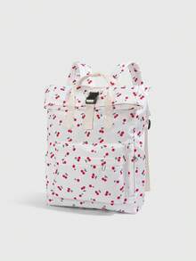 Solid Color Women's Functional Backpack Suitable For Daily Commute And Travel, Solid Color Women's Minimalist Daily Functional Backpack, Solid Color Women's Functional Backpack, Women's Minimalist Sporty Black Backpack - White - View 4