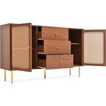 Sideboard With 2 Doors And 3 Shelves, Walnut Finish - Walnut - 查看 6