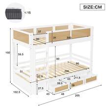 Kids Bed Frame With Shelves, White And Natural - Natural and White - 查看 4