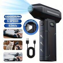 Mini Turbo Blower, High Speed Cordless Air Duster With LED Light, 4 Speed Adjustable Electric Blower, Portable Type-C Rechargeable Cleaner For Car, Computer, Keyboard, Grill, Outdoor & Home Cleaning, Gift For Man Woman - A - View 4