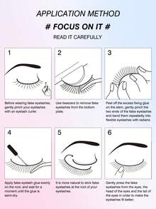 7 Pairs Natural Fox Eye False Eyelashes, Clear Stem Faux Mink Hair, Fluffy Cross Style, Eyelash Extensions, Reusable Full Strip Lashes, Suitable For Daily Eye Makeup, Beginner Friendly - Black - View 6