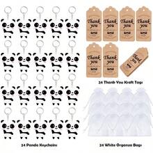 12 Sets Cute Panda Party Favors Including Keychains And Thank You Tags, Great For Panda Lovers, Animal Theme Birthday - Multicolor - View 3