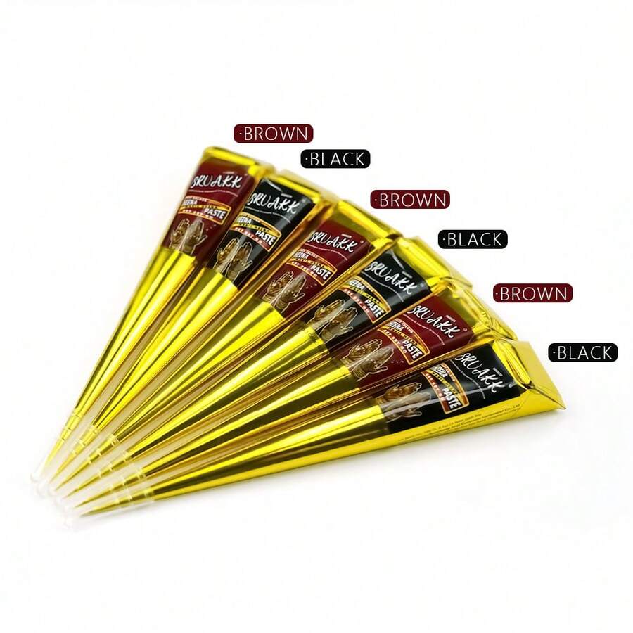 SRVAKK 3/4/12 Pcs DIY Tattoo Paste, Brown/Black Temporary Chemical Tattoo, Semi-Permanent Fingerprint Body Painting Ink, Waterproof Chemical Tattoo Paste, Suitable For Body Painting And Various DIY Patterns. - 彩色 - 查看 1