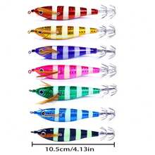 Avlcoaky 7pcs Horizontal Squid Jigs Jigging Baits For Sea Fishing Artificial Squid Hook Saltwater Wood Shrimp Lure - Multicolor - View 8