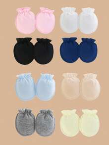 1/3 Pairs Newborn Anti-Scratch Soft Gauze Mittens, Breathable & Comfortable, Suitable For Baby Boys & Girls Daily Wear And Hospital Outings - Multicolor - View 4