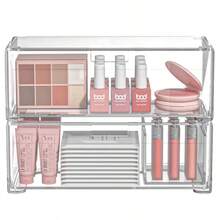 Bathroom Drawer Organizer Stackable Storage Drawers Clear  Storage Bins Medicine Cabinet Organizer Makeup Organizers W Removable Divider Home Worksp Office Desktop Vanity Gift Idea Pack - Clear - View 2