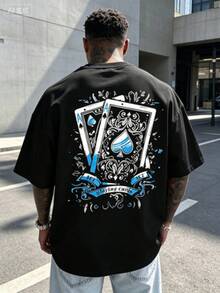 Camiseta Casual de Verano para Hombre de Manga Corta T Camisas de verano para hombre t Camiseta de regalo, top de verano con estampado de tarjeta - Noir 2 - Ver 2