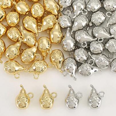 3/10Pcs Copper Snowflake Pear Charms Gold Silver Tone Optional Mini Fruit Pendants For DIY Bracelet Necklace Jewelry Making