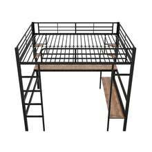 Bed Frame High Bed 140x200cm Metal Black - 黑色 - 查看 7