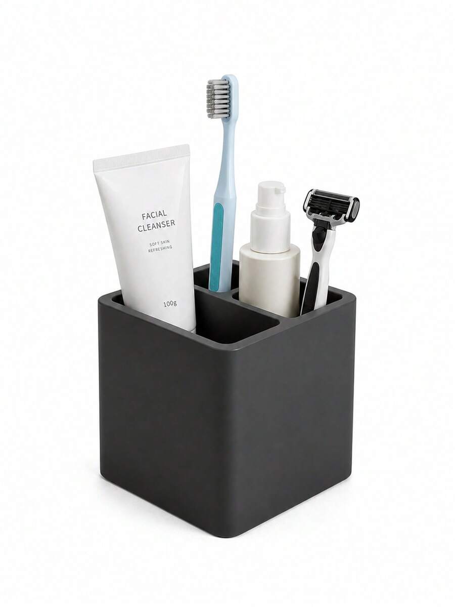 Bathroom Silicone Countertop Toothbrush And Toothpaste Storage Rack, Multi-Compartment Toothpaste Organizer For Electric Toothbrushes, Toothpaste And Oral Care Essentials - Multicolor - View 1