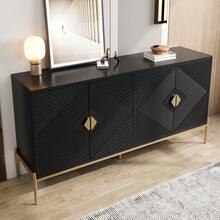 Modern White Sideboard With Shelves - Spacious Storage Area For Living Room/Dining Room - Black - View 4