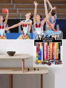 1 pieza Estante metálico para exhibir medallas, soporte de pared para almacenamiento de premios deportivos, adecuado para exhibición interior/exterior, regalo perfecto para aficionados y campeones deportivos - Negro - Ver 5