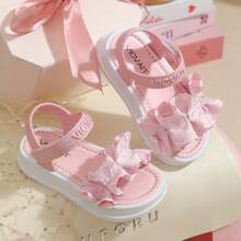 Caweiny Girls' Fashion Sunny Sandals, Summer Lace Princess Shoes, Sweet Stylish Versatile Non-Slip Soft Sole Comfortable Pretty - Pink - View 6