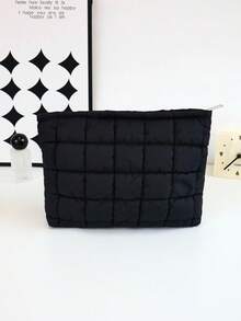 Solid Color Large Capacity Men's & Women's Toiletry Bag, Quilted Convenient Travel Toiletry Bag, For Bedroom, Bathroom Use, Daily Essentials Storage Small Gift - Multicolor - View 14
