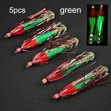 Avlcoaky 5pcs Glow Squid Jig Hook Squid Umbrella Hook Shrimp Fishing Lures Saltwater Cuttlefish Octopus Lures - Multicolor - View 8
