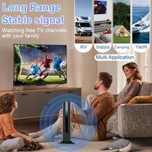 1PC Digital TV Antenna Amplified 360° Omnidirectional Reception Indoor HDTV Antenna With 196.85in Coaxial Cable 4K 1080P ATSC Compatible Signal Booster For Smart TV RV Car Home Local Channels,4K TV Antenna,ATSC Antenna - HD003 - View 4