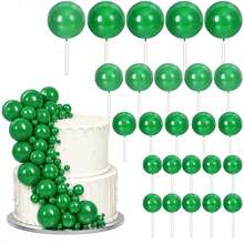 40pcs Multicolor Metallic & Matte Spherical Cake Toppers, Mini Foam Ball Decorations For Birthday & Wedding Cake Decor - Multicolor - View 9