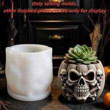 SUPWANPENG 1pc Resin Silicone Mold Halloween Vintage Striped Skull Bone Pumpkin Pot Shape DIY Handmade Casting Mold, Can Make Flower Pot, Pen Holder, Candle Holder, Key Storage Box, Suitable For Resin, Plaster, Clay, Cement, Concrete, Desktop Succulent Green Plant Decoration Ornament Mold, Perfect For Home Decor, Valentine's Day, Mother's Day, Father's Day, Christmas, Halloween Gift Handmade Mold - No W10045 Mold - View 7
