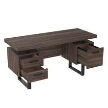 Modern Desk 135x54cm, MDF Tabletop, Metal Legs - 黑色和棕色 - 查看 5