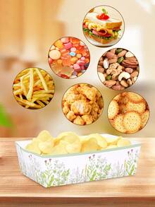 10pcs/20pcs/30pcs/50pcs Green Wildflower Paper Snack Trays 1.7x3.5x5.3 Inch Plant Print Food Boats, Suitable For Chips, Fries, Burgers, Nachos, Popcorn, Macaron Color Floral Tabletop Decor Trays, Bridal Shower, Birthday, Garden Tea Party Supplies - Multi-color Green Edge - View 3