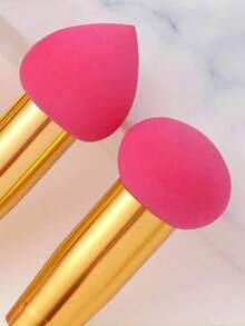 Conjunto de 3 Peças de Ferramentas de Maquiagem Multifuncionais de Duas Pontas, Adequado para Base, Corretivo e Pó, Presente Ideal para Maquiadores e Iniciantes - Multicolorido - Visão 3