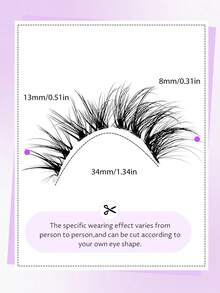 Sibeuna 7 Pairs Fox Eye False Eyelashes, Natural Style, Transparent Band, Cross Design, Soft Faux Mink Hair, Elongated Tail, Reusable, Suitable For Daily Eye Makeup, Beginner Friendly - Black - View 5