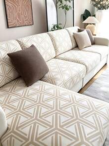 1pc Geometric Line Print Elastic All-Season Sofa Seat Cushion Cover - Multicolor - View 6