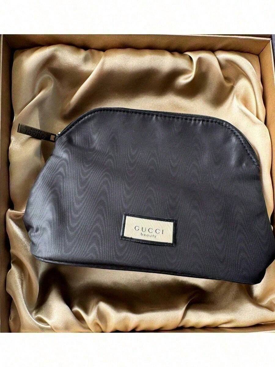 耐污大容量尼龍內裡化妝包,經典布標,日常通勤與約會彩妝禮盒 GUCCI-GIFT-84 - 黑色 - 查看 1
