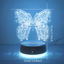 1件 3D蝴蝶壓克力小夜燈，RGB觸控LED檯燈，USB通用插電裝飾燈，護眼3D視覺氛圍燈，適用於臥室、兒童房、客廳，日常禮物，精美禮品 - 白色 - 查看 9