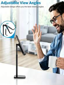 Height Adjustable Aluminum Alloy Phone Stand, Foldable Desktop Slouchy Phone Holder, Non-Slip Stable Universal Tablet Stand, Multi-Function Desktop Stand, Suitable For Live Streaming, Office, Home Use - View 3