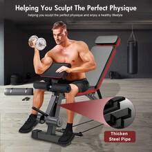 Foldable Adjustable Weight Bench With Leg Extension, 7-Level Incline Decline Dumbbell Bench, Space Saving Home Gym Equipment For Full Body Training - Black With Drawstring + Headrest + Footrest + Armrests - View 3