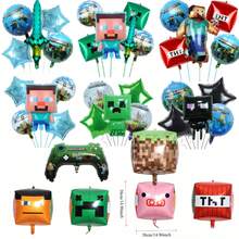 Minecraft Aluminum Foil Balloons Decorations Party Minecraft Steve Pixel Balloon Set - Multicolor - View 2