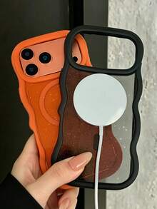 KOOLIFE 1pc Magnetic Wireless Charging Glitter Anti-Drop Full Coverage Phone Case For Iphone18ProMax/17ProMax/17Pro/18Pro/16ProMax/16pro/15ProMax/15pro/16/16/17 - Orange - View 8