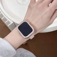 1pc Women's Luxury Rhinestone Metal Watch Band, Compatible With AppleWatch Series 11 10 9 8 7 6 5 4 3 2 1 38/40/41/42/44/45/46/49mm Ultra 1/2/3 SE, Suitable As Valentine's Day, Birthday Or Mother's Day Gift For Girlfriend, Friend Or Family (Band Only) - Rose Gold - View 6