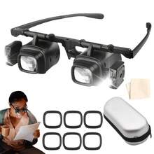 Head Mount Magnifying Glass  2/6/10/24X Multi Lenses Adjustable Angle Hands Free Magnifier For Craft Watch Repair Reading - A - View 1