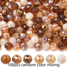 100-200pcs Brown Glass Crystal Beads Mixed Spacer Beads 4/6/8mm Classic Shiny Multi-Faceted Perforated Loose Beads, Suitable For DIY Jewelry Making, Necklace, Bracelet, Earring Craft Materials, Jewelry Making Beads, Bracelet Components, Shiny Bead Design, Exquisite Craftsmanship Beads - Brown - View 9