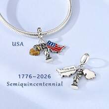 Silver Plated Charms For Bracelets,Patriotic Statue Of Liberty Bead,4th Of July Pendant,Silver Pendant Charm Suitable For Bracelet DIY Women's Jewelry - Silver - View 7